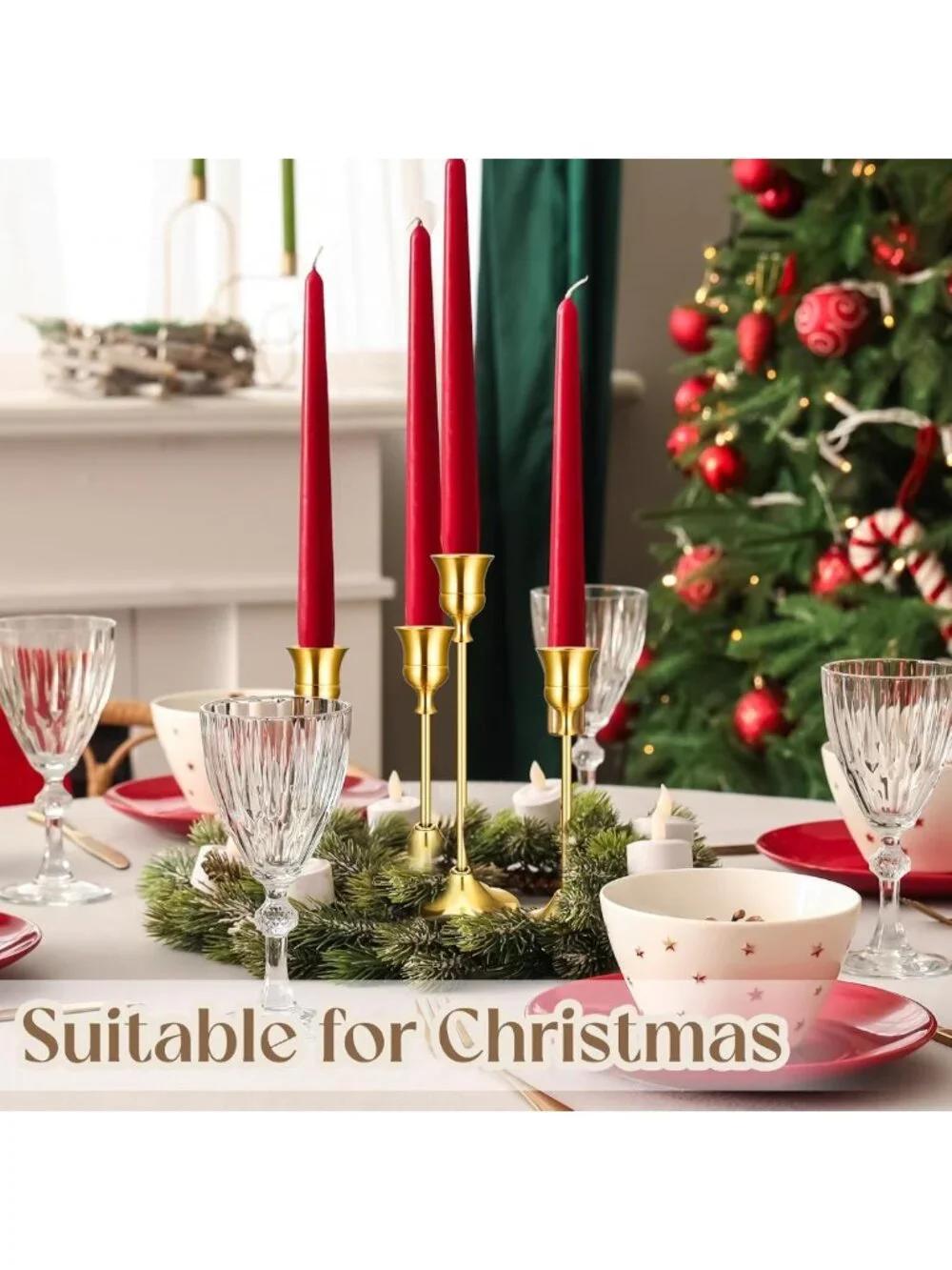 24PCS Vintage Brass Gold Taper Candle Holders Set - Elegant Metal Decor